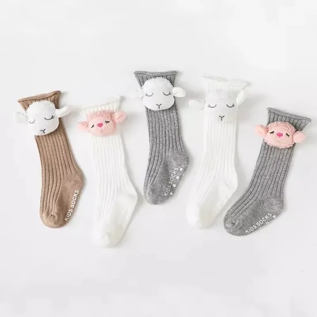 Cute Cartoon Sheep Doll Baby Stockings Anti Slip Soles Floor Breathable Cotton Baby Long Socks