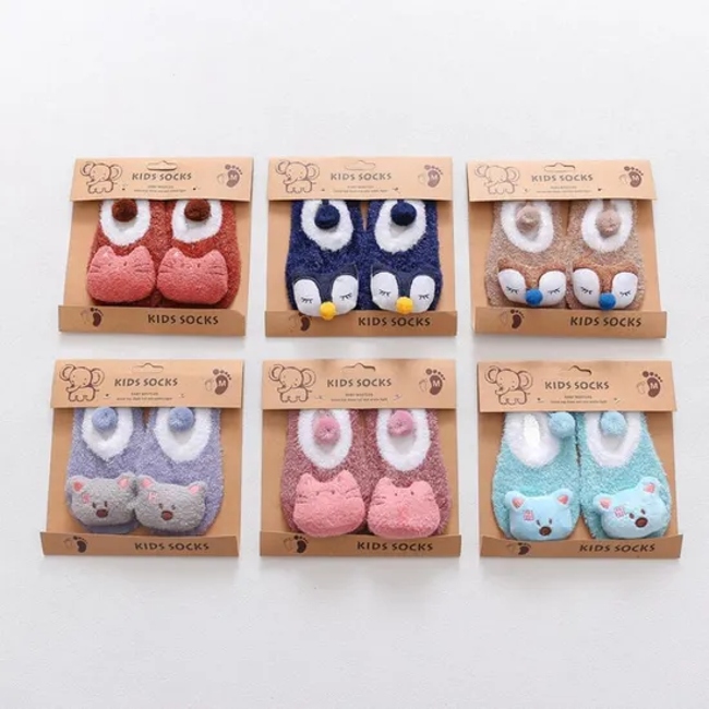 Unisex Cute Animal Pattern Winter Baby Socks Soft Thick Organic Cotton Infant Toddler Grow Warm Ankle Socks