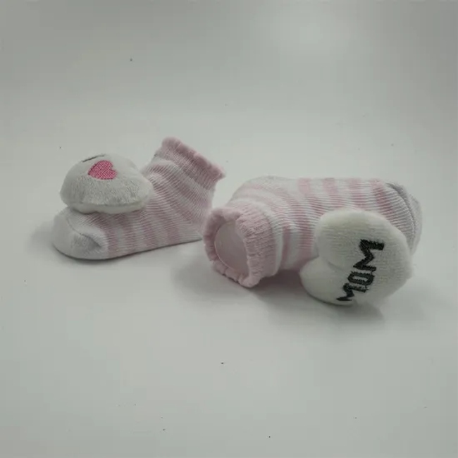 Pink "I Love Mom" Cotton Cute Indoor Non Slip Crawling Socks
