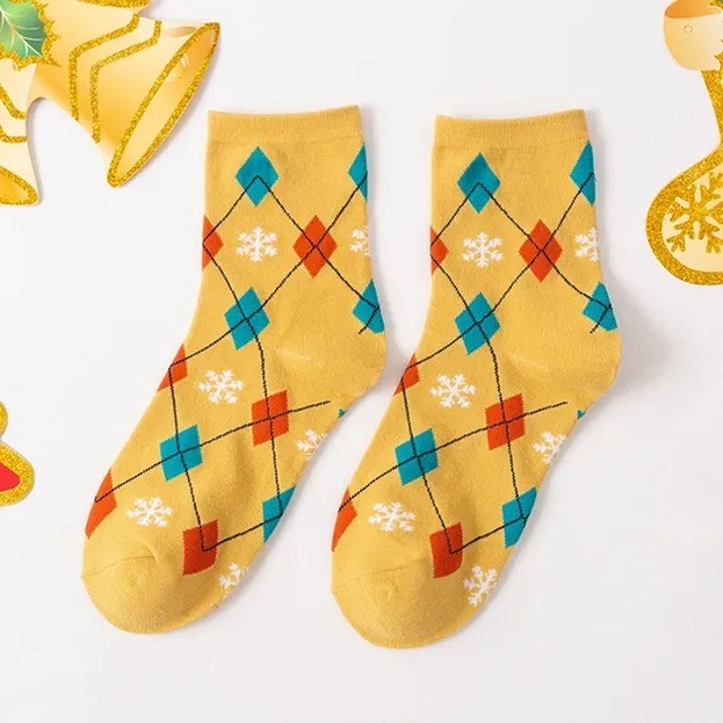  Pairs of Christmas Children′ S Cartoon Cute Korean Version of The Baby Santa Claus Medium Tube Cotton Socks