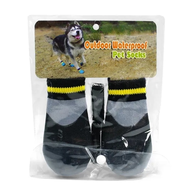 Custom Waterproof Silicone Sole Soft Warm Looped Fabric Dog Shoes Socks