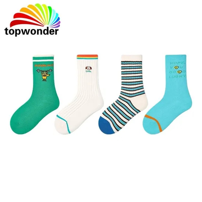 Customize All Sorts of Striped Sock, Knee High Sock Girl Sock with Embroidery Logos in Many Colors, Sizes and Material