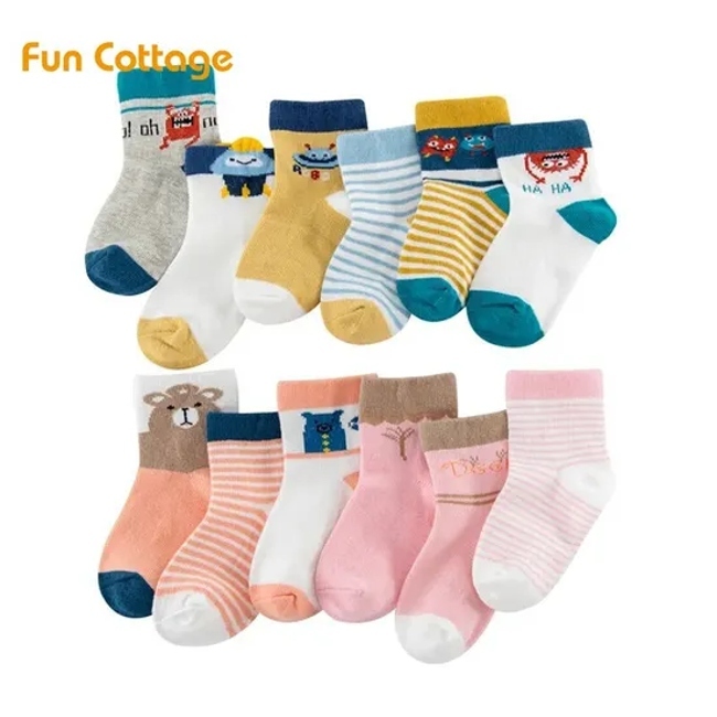 New Children Pairs Lot Newborn Baby Socks Months Cartoon MID Tube Combed Cotton Sock for Boys and Girls Infant Socks Baby