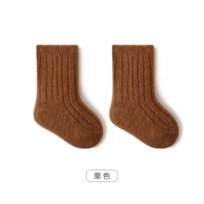 Baby Socks Autumn and Winter Thickened Warm Loose Baby Socks Double Needle Solid Color Tide Socks Boys Girls MID Cotton Socks