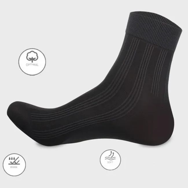 Business Men Casual Adults Knitted Solid Breathable Dress Crew Socks