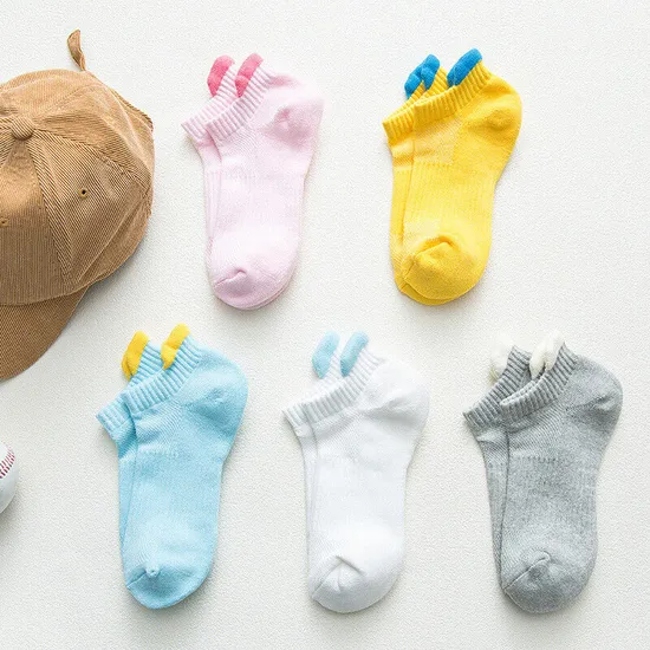 5 Pairs Women′s Sports Cotton Socks Lot Low Cut Solid Color Outdoor Crew Socks