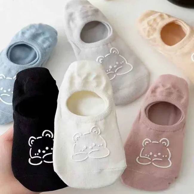 Summer Women′ S Colorful Casual Cotton Trainer Liner Socks Invisible Socks Summer Shallow-Necked Short Socks with Adhesive at The Heel