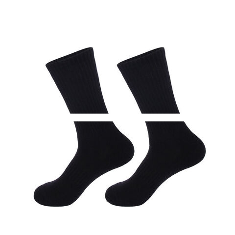 Unisex Cotton Cushion Plain White Black Grey Crew Training Athletic Custom Sports Socks