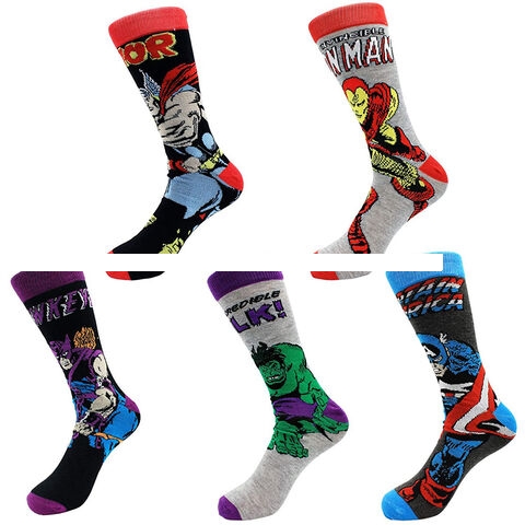 Unisex Jacquard socks avenger pattern crew socks