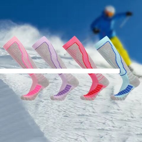 Warm and non slip professional women s ski socks outdoor sports towel bottom thick high tube sports mountaineering socks