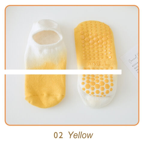 Wholesale Custom Logo Solid Color Mid Calf Cotton Grip Non Slip White Pilates Tie Dry Socks Anti Slip Yoga Socks for Women