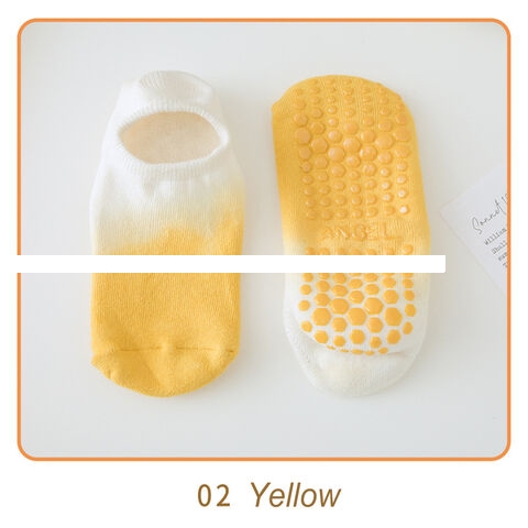 Wholesale Custom Logo Solid Color Mid Calf Cotton Grip Non Slip White Pilates Tie Dry Socks Anti Slip Yoga Socks for Women