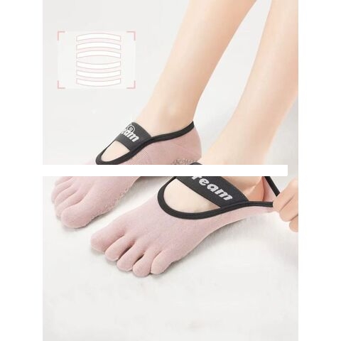 Custom yoga five finger sock strap designed breathable comfort interior flooring Pilates Socks Factory direct