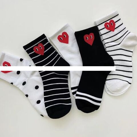 Striped Spot Style Knitting Breathable Cute Solid Colour Crew Women s Socks Sports Socks For Home Office