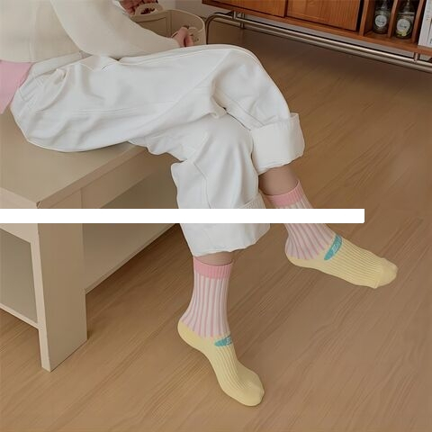 Supplier Winter Add Thickness Sports Women s Socks Striped Crew Socks Women s Colour Socks