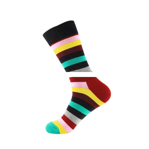 Promotional Advertising Men s Fun Dress Socks Colorful Stripe Socks for Men Cotton Fashion Patterned Socks