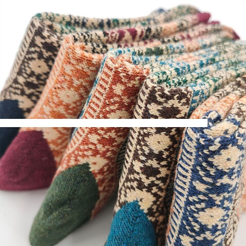 Men s thick and plush mid length warm and odorless woolen cotton socks