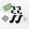 Hot Sell Fashion Ins Style Green Lattice Socks Women s Socks Crew Sports Socks For Wholesale