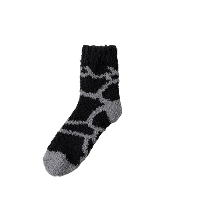 Winter Warm Thermal Fuzzy Fluffy Sherpa Cozy Indoor Home Floor Slipper Moire Pattern Combo Women Socks