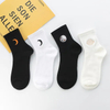 Custom Logo Design Embroidery Jacquard Business Anti-Bacterial Black and White Cotton Mens Tube Crew Socks