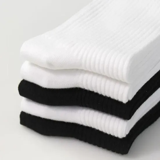 Wholesale Pure Color Suit Socks Black White Cotton Spandex Custom Logo Socks Unisex Sports Business Socks
