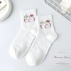 White Socks Women MID Ins Small Emoji Graffiti High Value Japanese Short Socks Students Cartoon Sports Socks