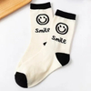 Socks Women′s MID-Calf Socks Smiley Cute Personality Ins Tide Black and White Colors Long Socks Sweet Cartoon Girls Sports Socks