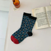Autumn New Personality Niche Retro Floral Double Needle Double Road Hundreds of Women′s Medium Cotton Socks