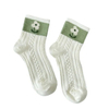 Socks Women′s Spring and Summer Thin Short Cotton Socks Sweat Absorbent Anti- Breathable Green Small Fresh Medium Cylinder Socks White Crushed Flower Socks