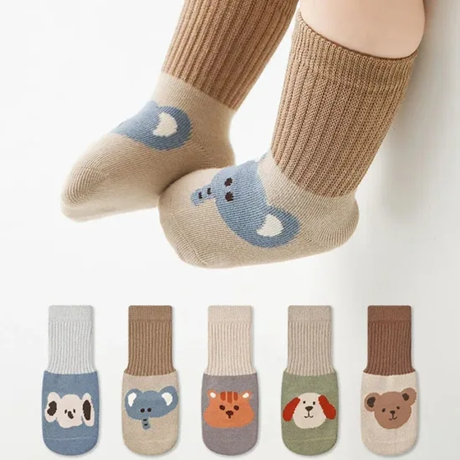 2025 New Animal Cute Wholesale Cartoon Children′s Socks Non-Slip Baby Breathable Kids Cute Fall Prevention Cotton Floor Socks