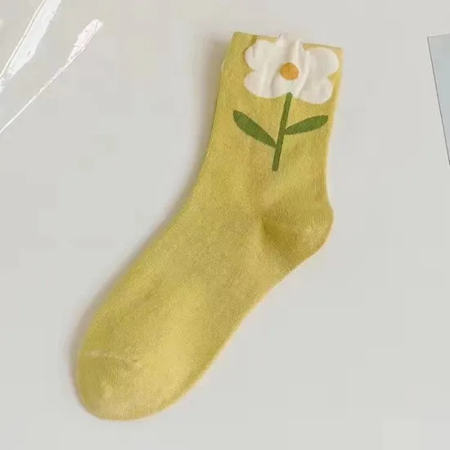 MID-Calf Socks Women Three-Dimensional Flower Ins Tide Hundred Japanese Sweet Outer Socks Sweet Cute Socks Wholesale
