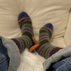 Couple Thick Line Pattern MID-Calf Socks Color Blocking Imitation Mink Autumn and Winter Warm Furry Thickened Long Socks