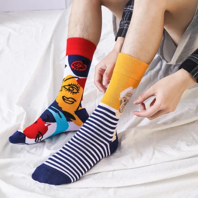 Wholesale Funny Crazy Designer Socks Cool Funky Fashion Custom Logo Cotton Novelty Socks Fancy Sox Tube Crew Happy Dress Socks