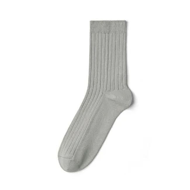 Custom Made Mens Ribbed Mercerized Cotton Business Socks Solid Color Man Crew Socks