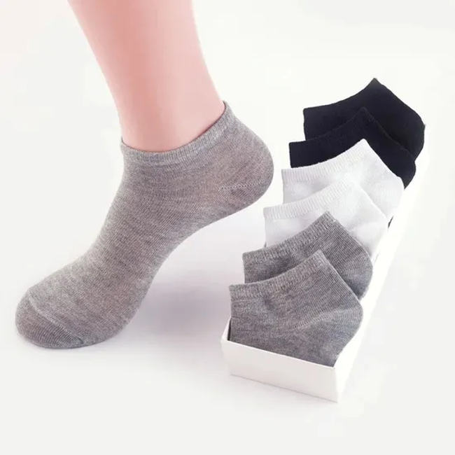 Socks Solid Color Double Needle Men′s Cotton Socks Wholesale Sweat Absorption and Deodorization Business