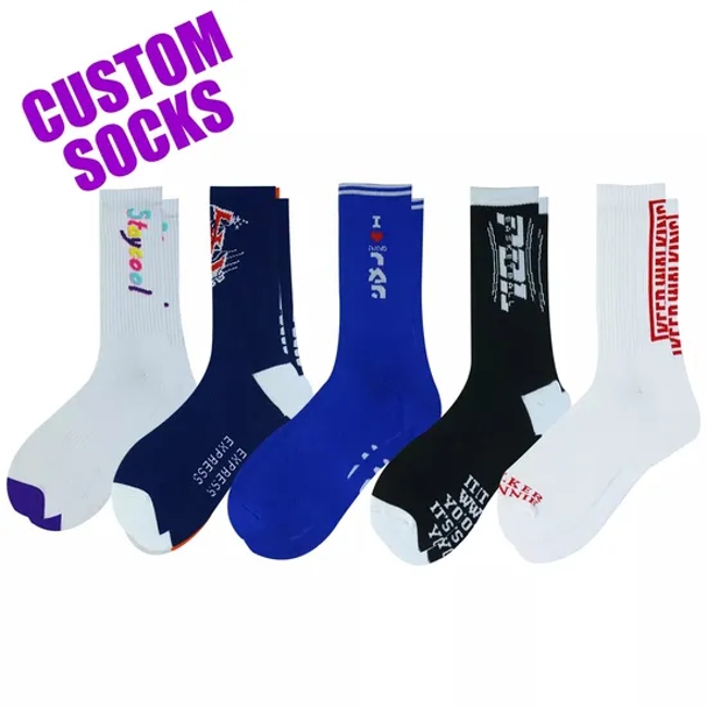 OEM High Quality Gym Custom Logo Tube Sock Thick Compression Cycling Basketball Elites Men Crew Sports Socks