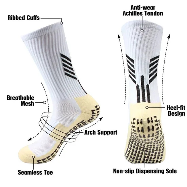 Anti Slip Men Compression Football Socks Custom OEM Unisex Grip Crew Soccer Sport Sock Anti-Slip Socks