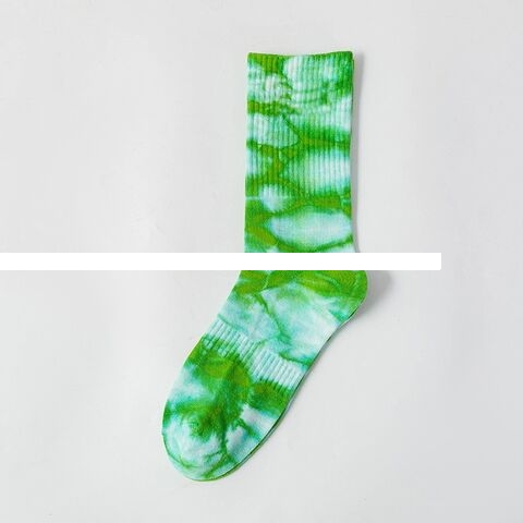 Custom Brand Men s Tie Dye Cotton Socks Knitted High Crew One Size Fits All for Summer Sports Logo on Cuff