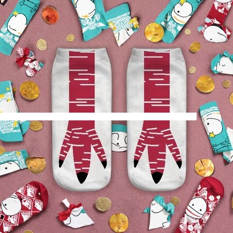 Women s Funny Chicken Cluck Legs Crazy Socks Custom Fashion Crew Length Striped Wine Embroidery Print Socks Breathable Custom