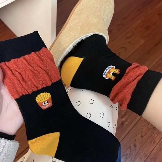 Dy401 6 Pairs Sports Compression Socks Athletic Long Tube Cartoon Fruit New Style Quick Dry Non-Slip Socks for Adult