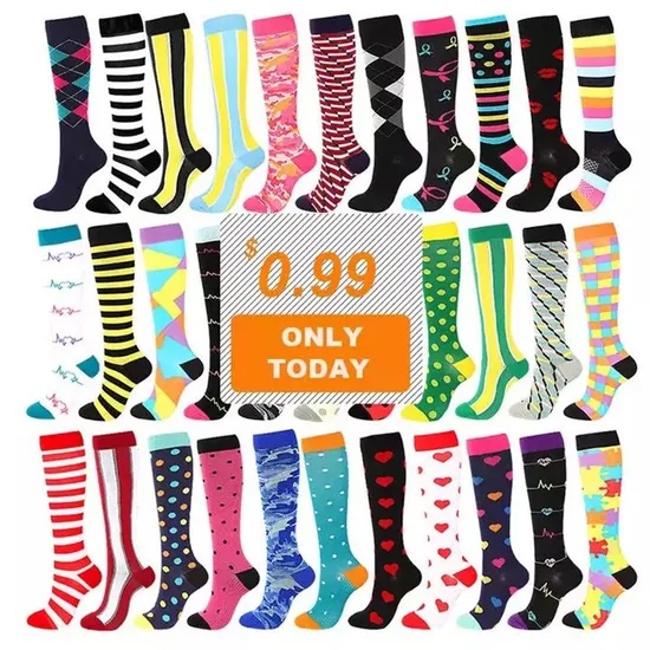 Running Athletic Knee High Fancy Medical Custom Sports Compression Socks