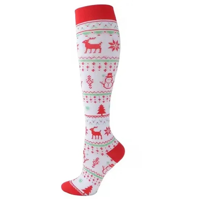 Christmas Compression Socks Breathable Comfortable Long Socks Funny Cartoon Pressure Sports Socks