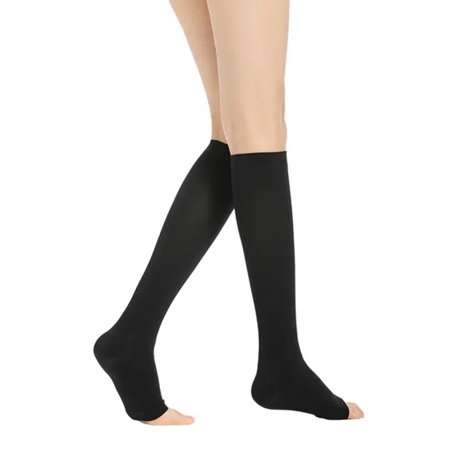 Post Surgical Socks Medical Grade II Ankle-Length Socks with Toe Exposed Medical Leg Sleeve Calf Stocking Women Post Surgery Compression Socks