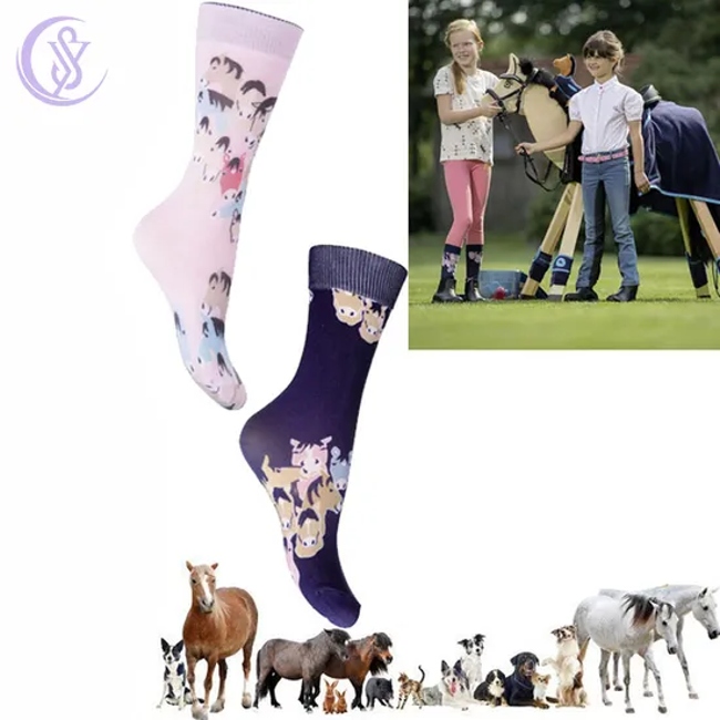Customized Sports Soft Breathable Boot Socks Children Cute Pattern Equestrian Riding Socks