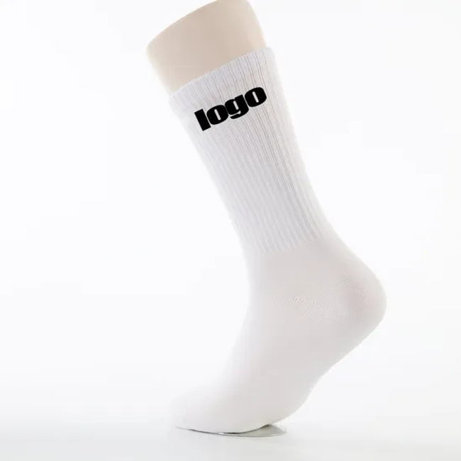 Customized Design Logo Solid Custom Color White Manufacturers Athletic Men Cotton Crew Socks