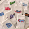 White Graffiti Letter Basketball Knitted Pure Cotton Sweat-Absorbing Socks