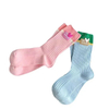 Dopamine Color Wear Socks Women Cotton Double Needle Thin Summer Double Patchwork Color Matching MID Cylinder Tide Socks Niche Models Socks