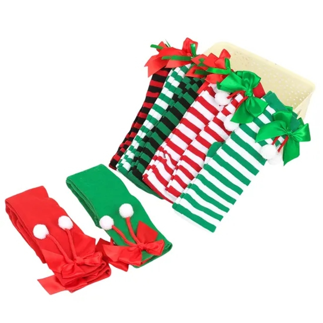 Customize All Designs of Colorful Rainbow Sock Stripe Sock Over Knee High Sock Bow Stocking Party Stocking in Many Colors, Sizes and Material
