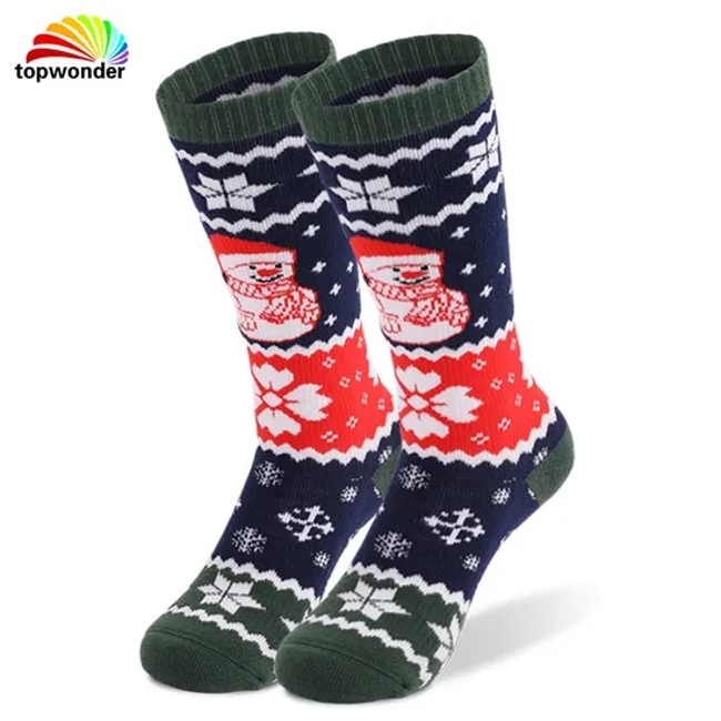 Customize and Wholesale Winter Outdoor Thermal Knee High Thick Snowman Sports Ski Sock in Many Colors and Sizes at Low Prices
