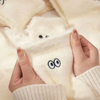 White Embroidered Socks Mink MID-Calf Winter Thickened Warm Student Stockings